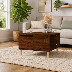 Brown Oak Coffee Table with Storage