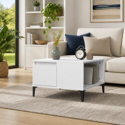 White Coffee Table with Drawer and Compartment