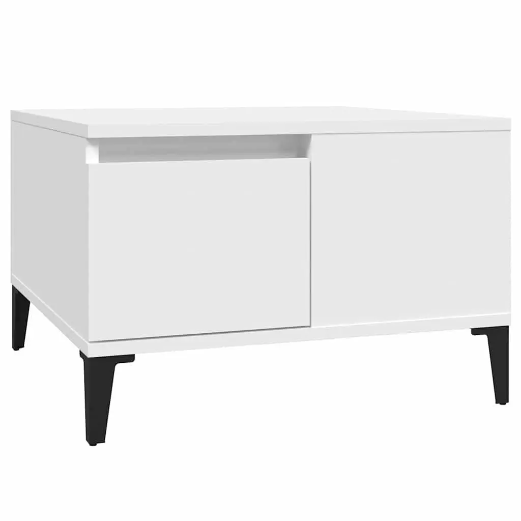 Storage Coffee Table White 55x55x36.5 cm Open Compartment with Drawer Engineered Wood