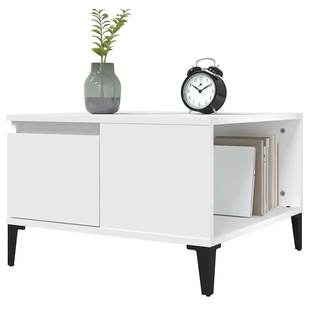 Storage Coffee Table White 55x55x36.5 cm Open Compartment with Drawer Engineered Wood