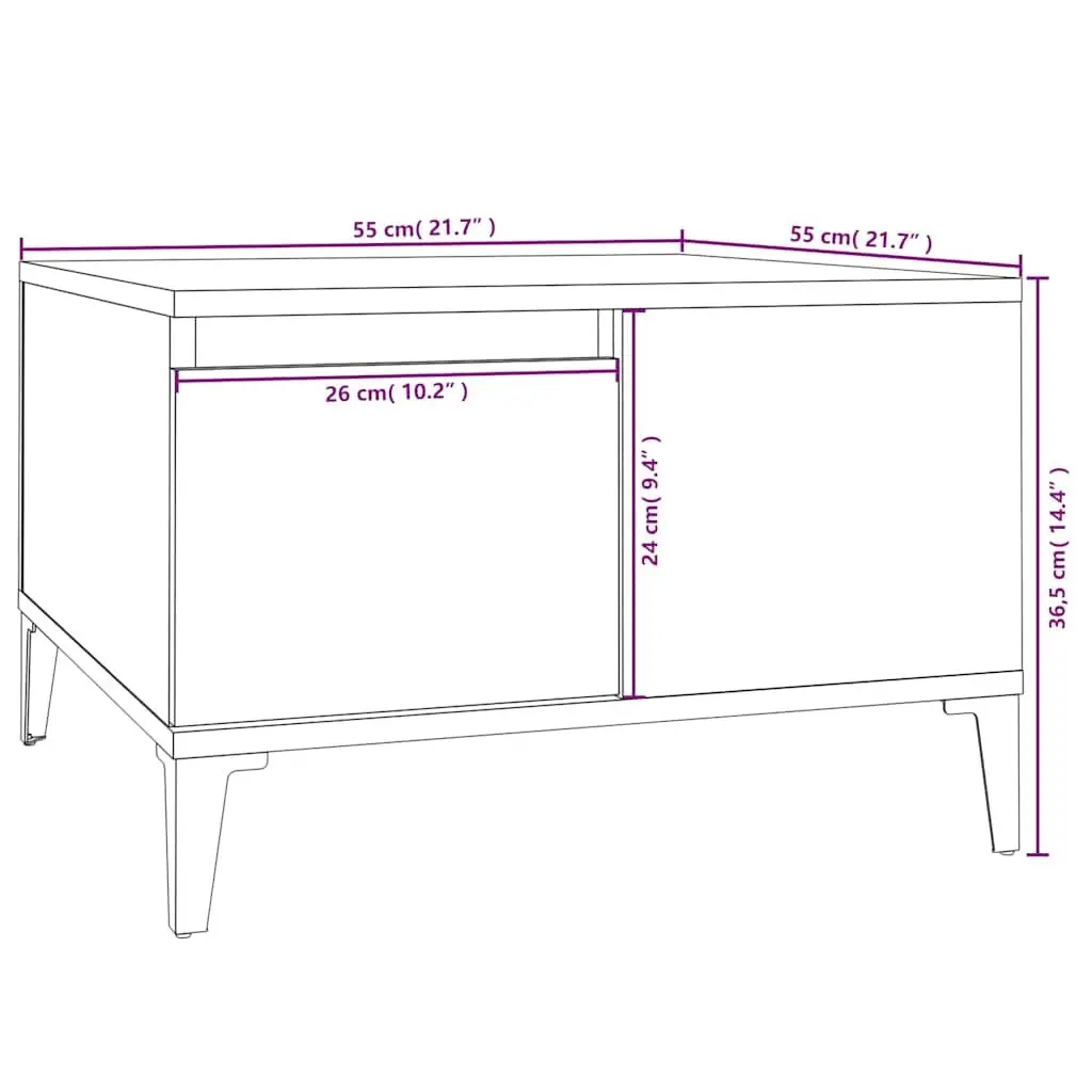 Storage Coffee Table White 55x55x36.5 cm Open Compartment with Drawer Engineered Wood