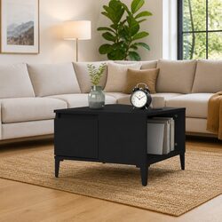 Coffee Table Black Modern Living Room Furniture with Storage Drawer Compartment