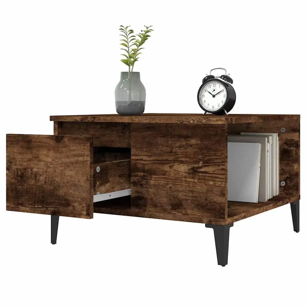 Coffee Table Brown Engineered Wood 55W x 55D x 36.5H cm Storage Drawer Open Compartment