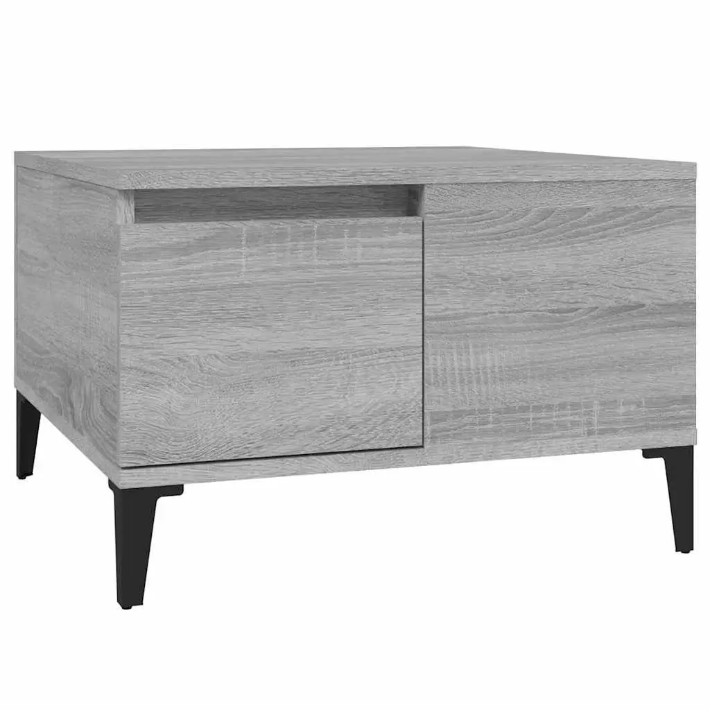 Coffee Table Grey 55 x 55 x 36.5 cm Engineered Wood with Storage Drawer Open Compartment