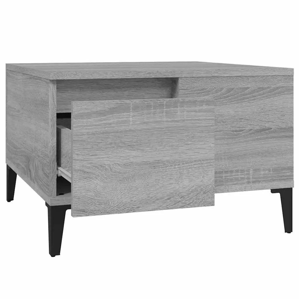 Coffee Table Grey 55 x 55 x 36.5 cm Engineered Wood with Storage Drawer Open Compartment