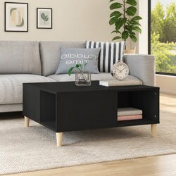 Concise Black Coffee Table with Storage Options