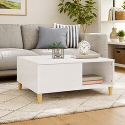 White Coffee Table with Storage 80x80x36.5 cm