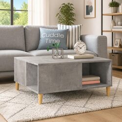Coffee Table Grey 80x80x36.5 cm with Storage Compartments Living Room Furniture