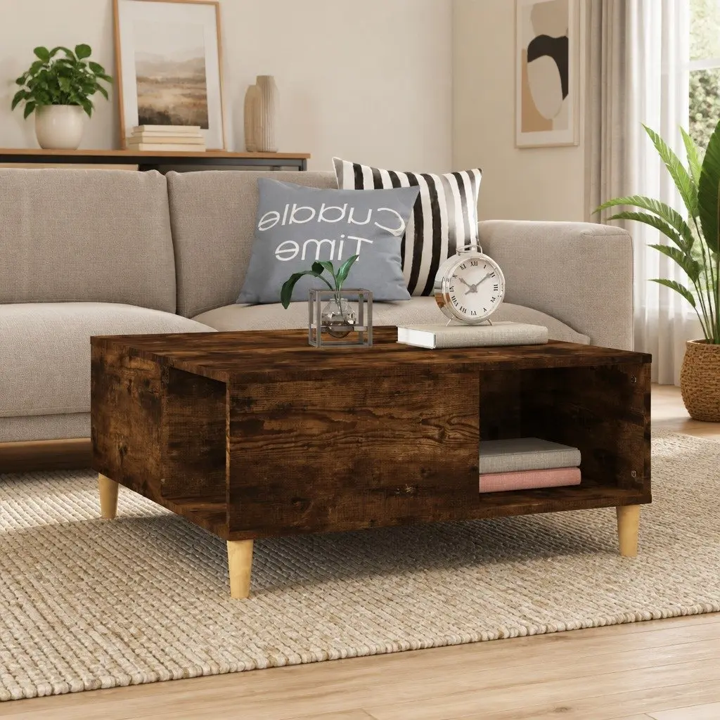 Coffee Table Brown 80x80x36.5cm Engineered Wood Storage Compartments
