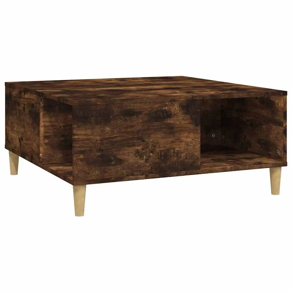 Coffee Table Brown 80x80x36.5cm Engineered Wood Storage Compartments