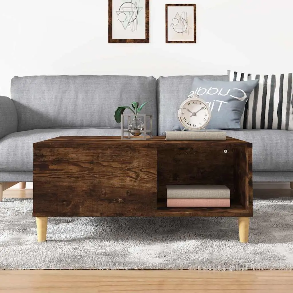 Coffee Table Brown 80x80x36.5cm Engineered Wood Storage Compartments