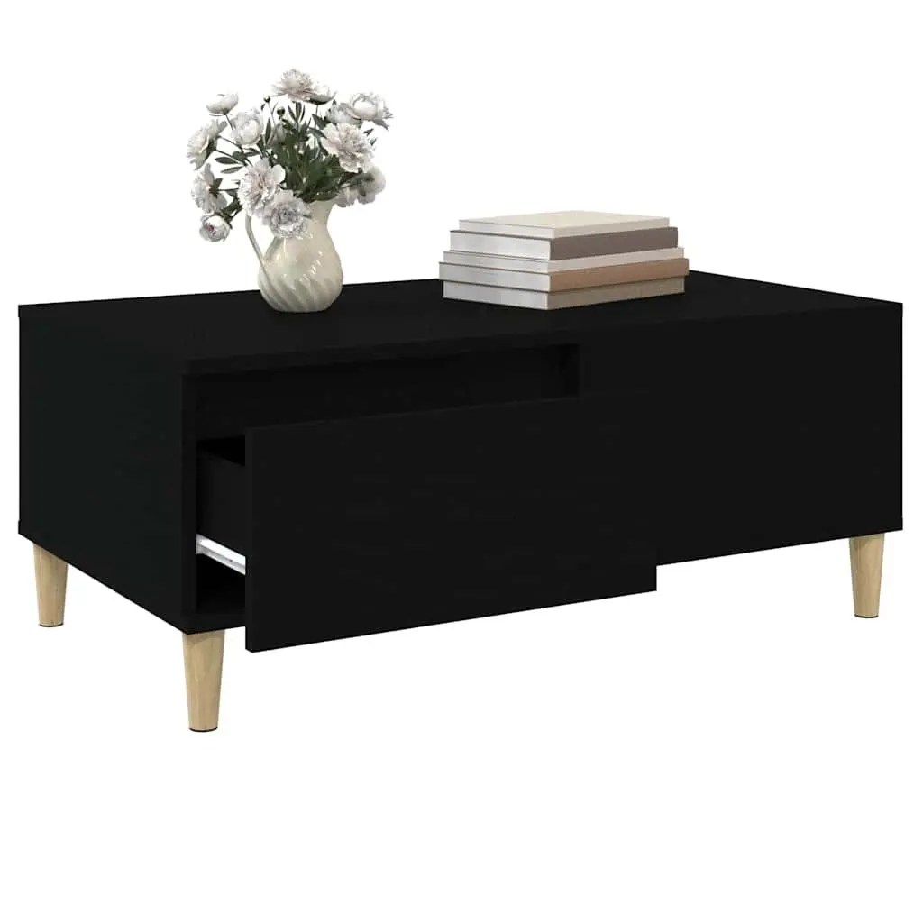 Coffee Table Black 90x50x36.5 cm with Drawer Storage