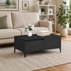 Black Coffee Table with Drawer 90x50x36.5 cm