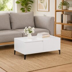 Sleek and Modern White Coffee Table with Drawer