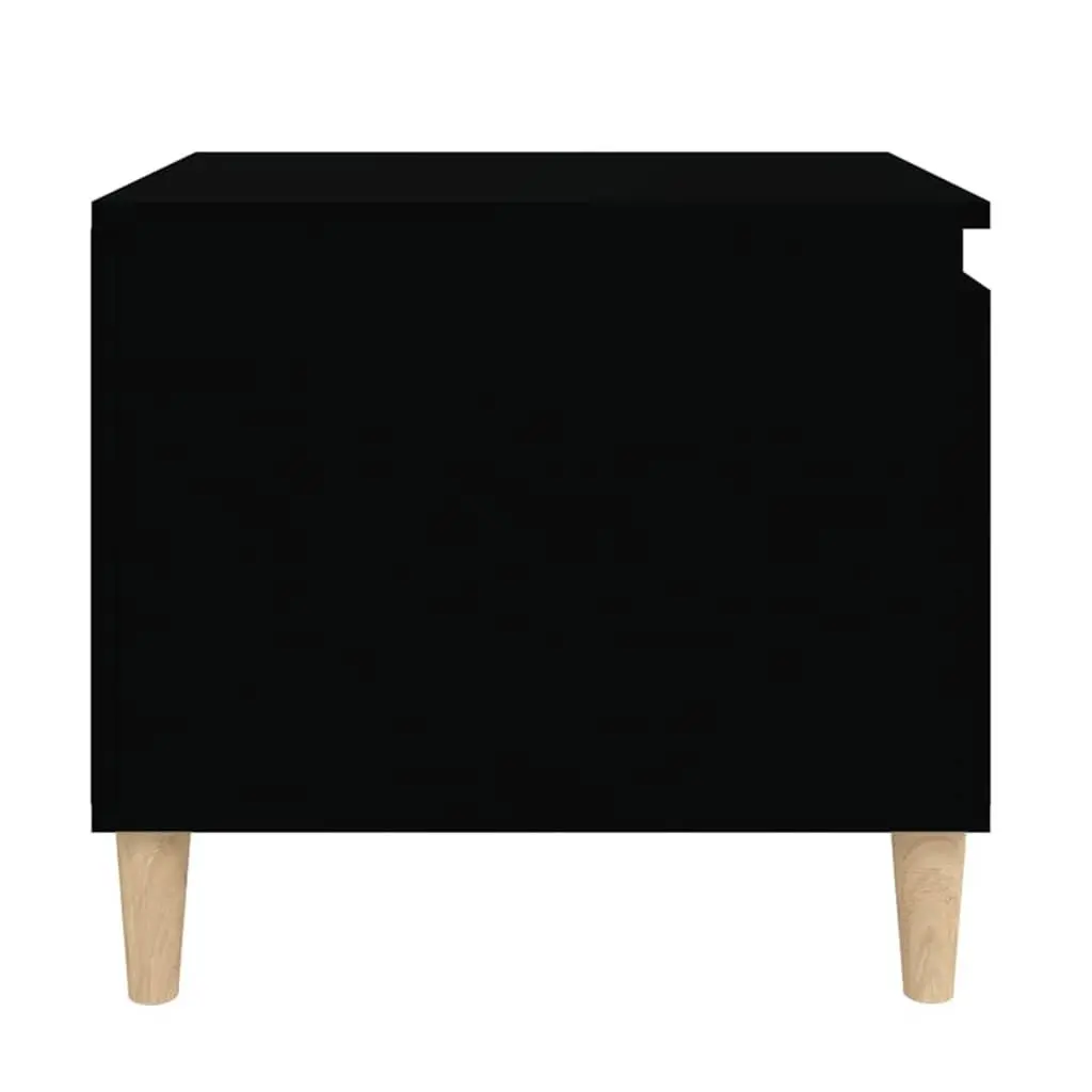 Coffee Table Black Engineered Wood Storage Compartment Shelf