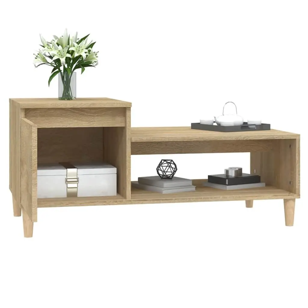 Coffee Table Brown Sonoma Oak Engineered Wood Storage Compartment Shelf