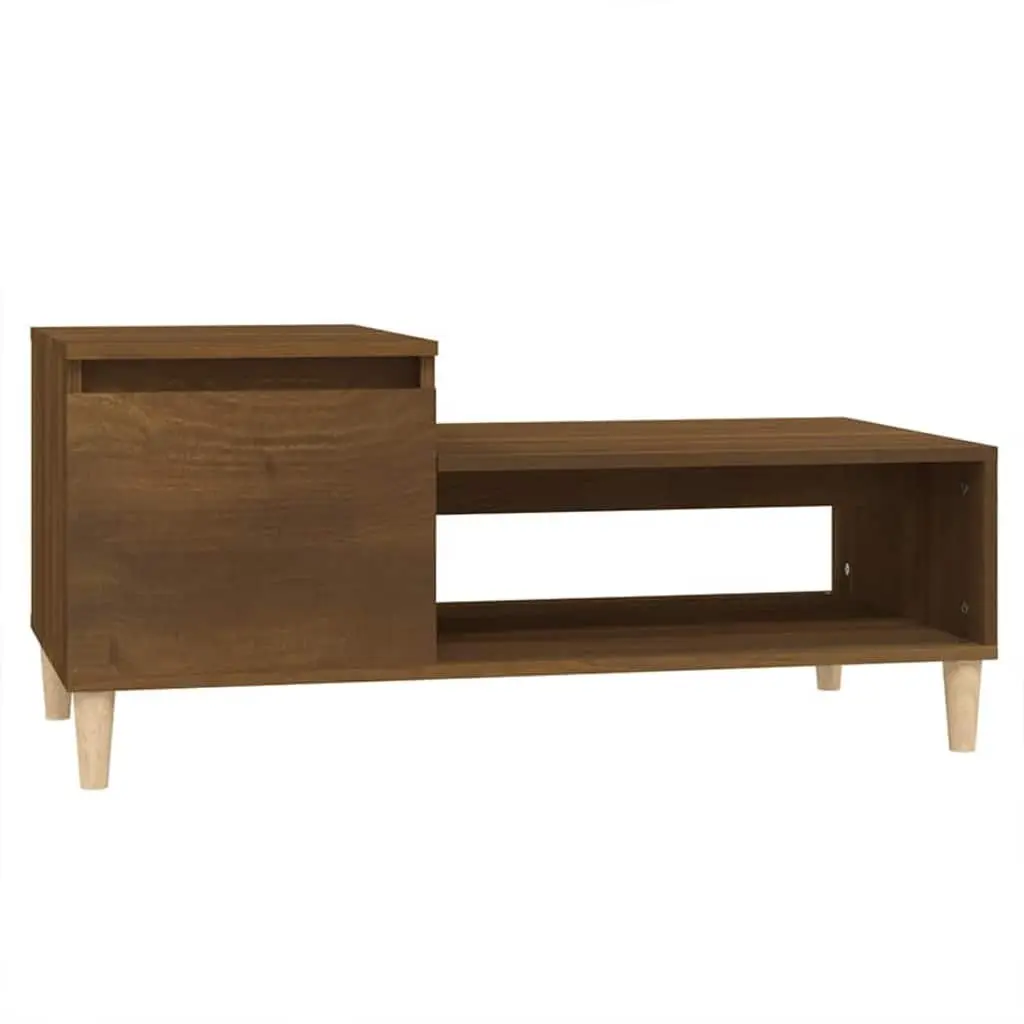 Engineered Wood Coffee Table Brown Oak 100x50x45cm Storage Compartment Living Room Furniture