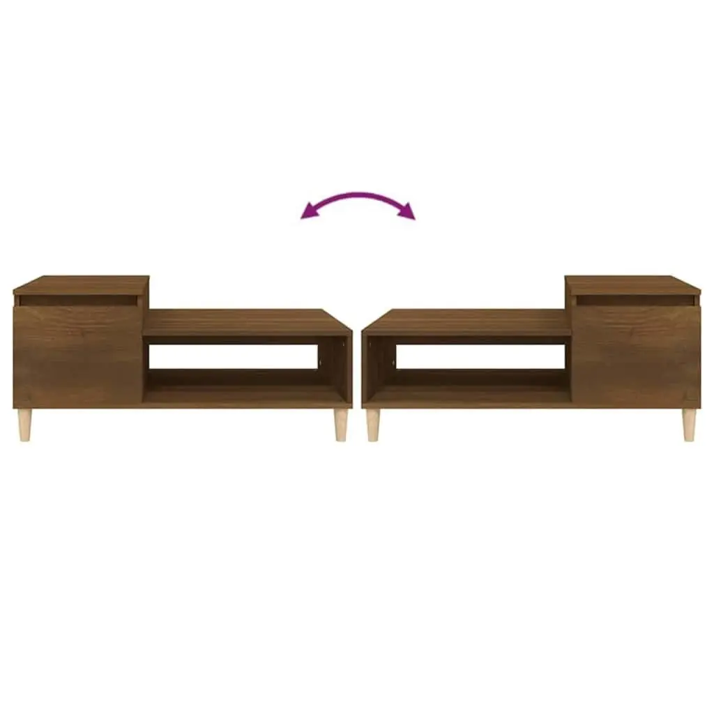 Engineered Wood Coffee Table Brown Oak 100x50x45cm Storage Compartment Living Room Furniture