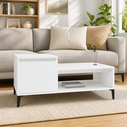 Concise and Functional White Coffee Table Design