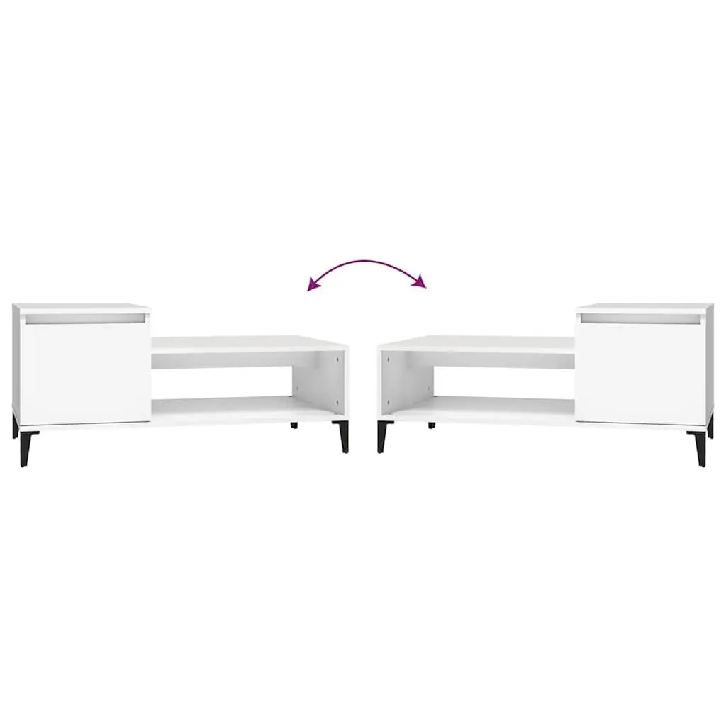 Coffee Table White Engineered Wood 100L x 50W x 45H cm with Storage
