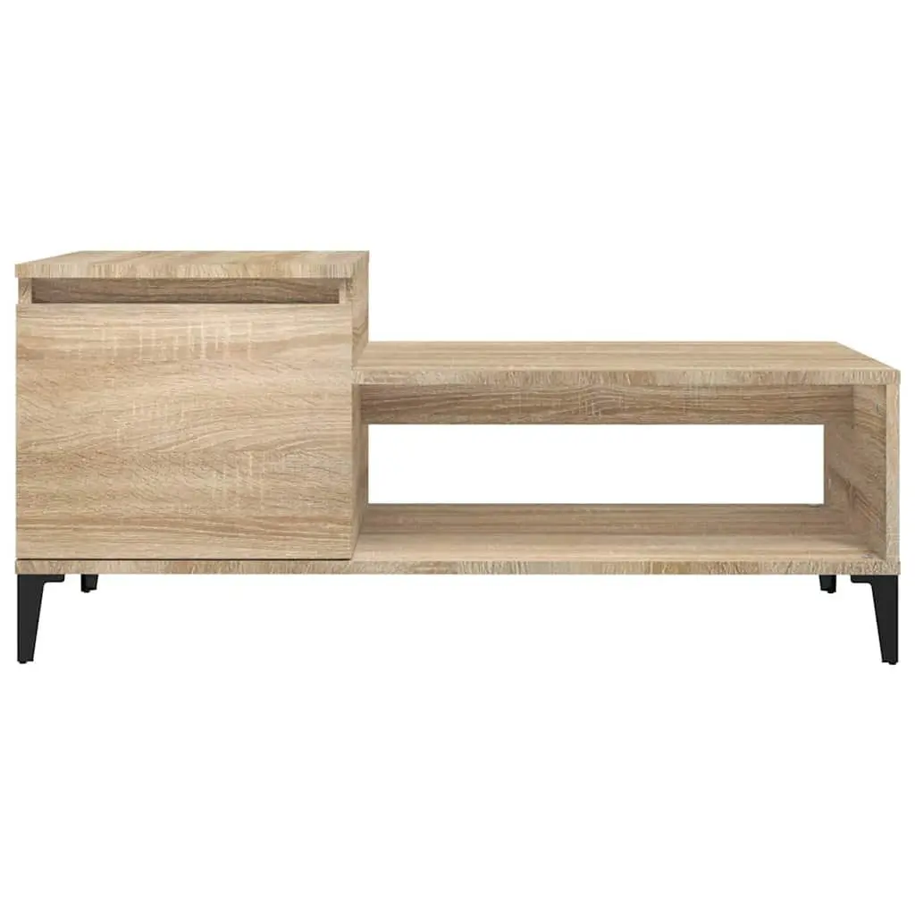 Coffee Table Brown Engineered Wood 100x50x45cm Storage Compartment Shelf