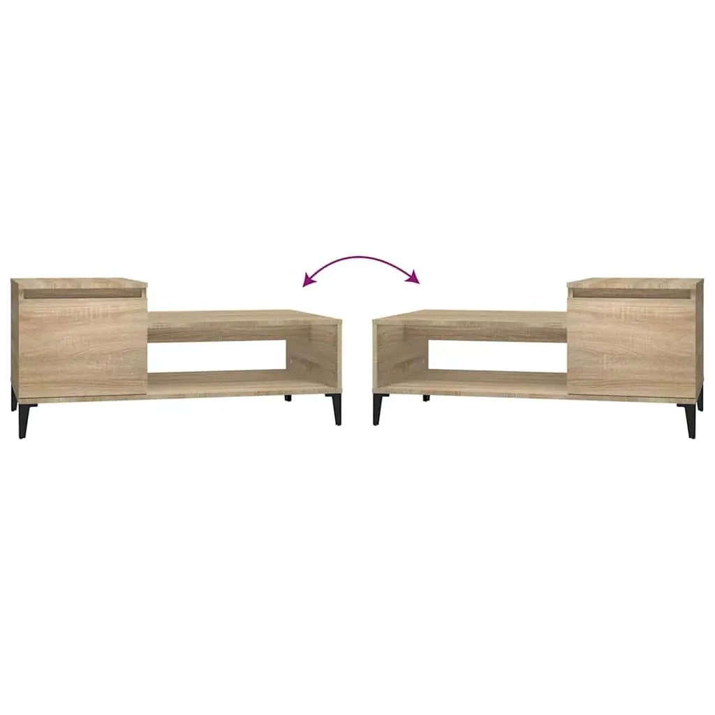 Coffee Table Brown Engineered Wood 100x50x45cm Storage Compartment Shelf