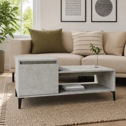 Grey Coffee Table with Organized Storage Space