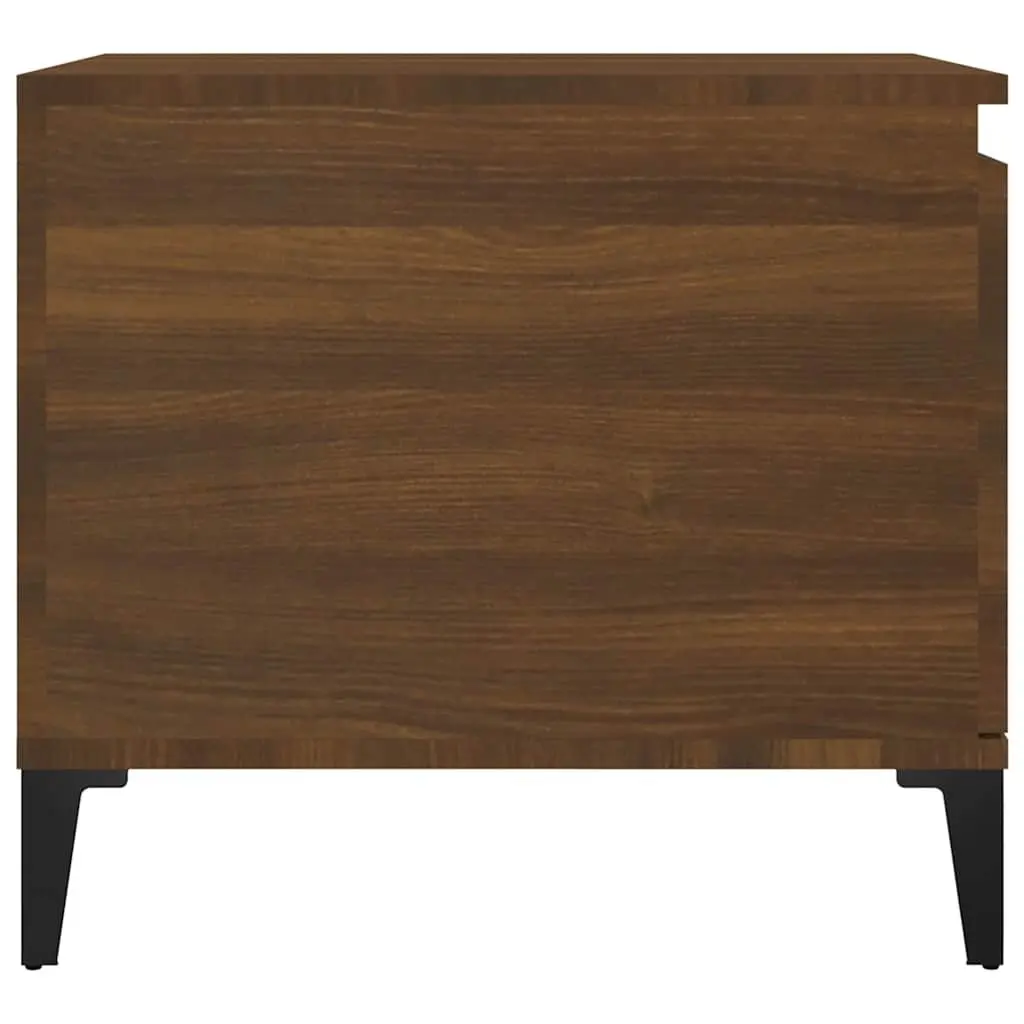 Engineered Wood Coffee Table Brown Oak with Shelf Door and Storage Compartment 100x50x45cm