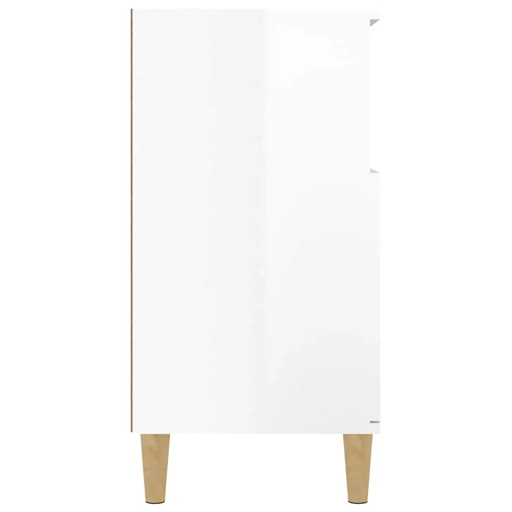 Sideboard White High Gloss 60x35x70cm Engineered Wood 4 Compartments 2 Doors