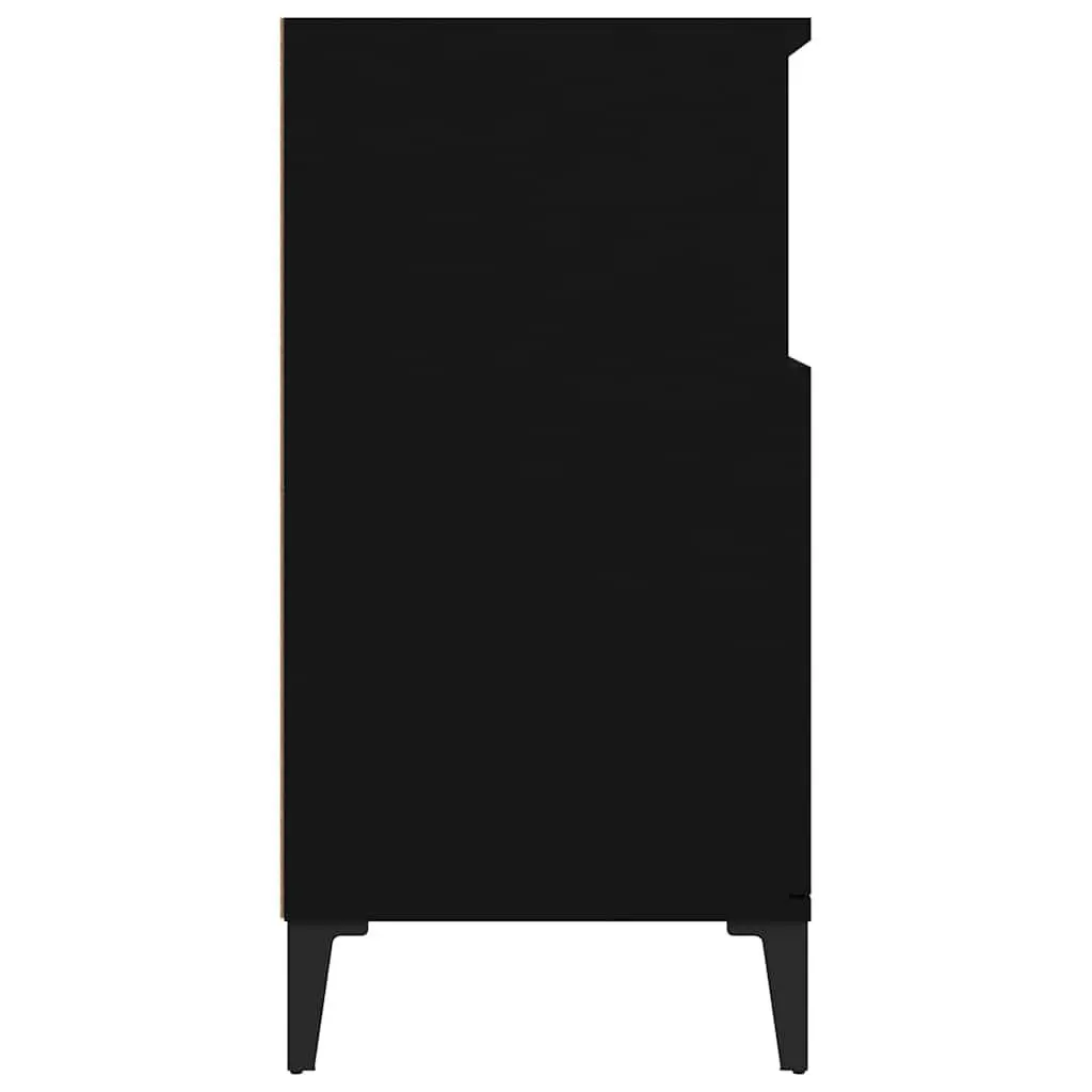 Black Sideboard Storage Cabinet Engineered Wood 60x35x70cm with Display Space