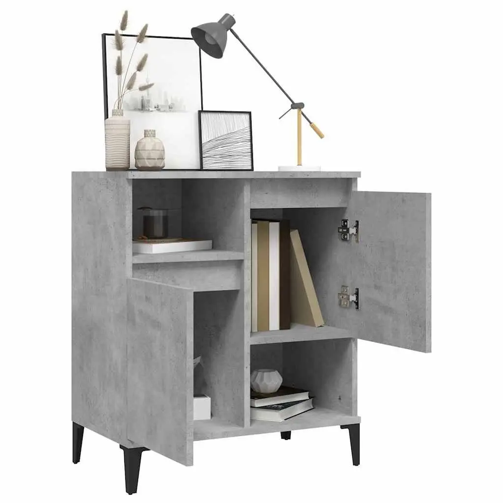 Grey Sideboard Cabinet Engineered Wood 60cm Width 35cm Depth 70cm Height 4 Compartment Storage