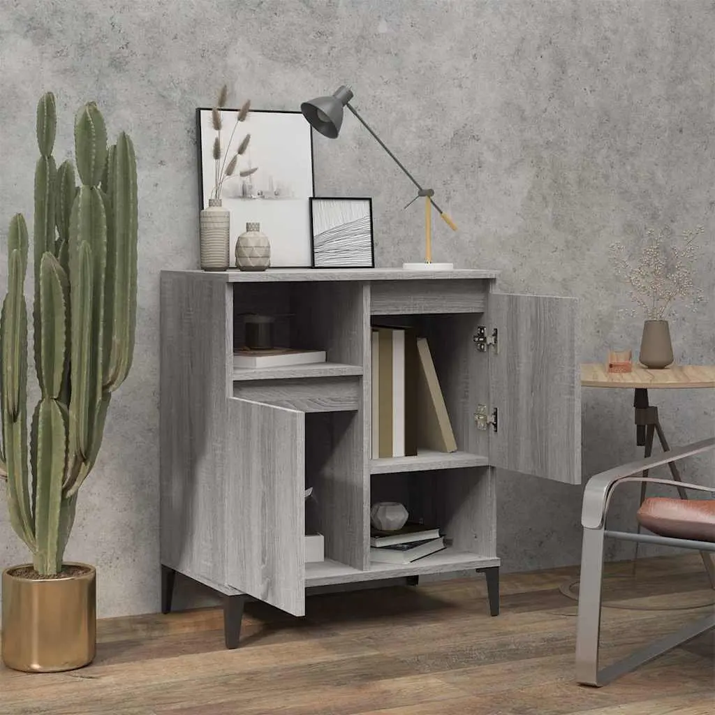 Sideboard Grey 60x35x70 cm 4 Compartments Storage Cabinet Display