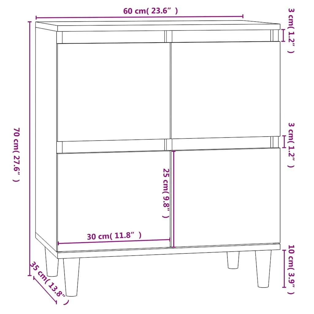 Sideboard Brown Engineered Wood 60x35x70 cm Storage Cabinet Buffet Display