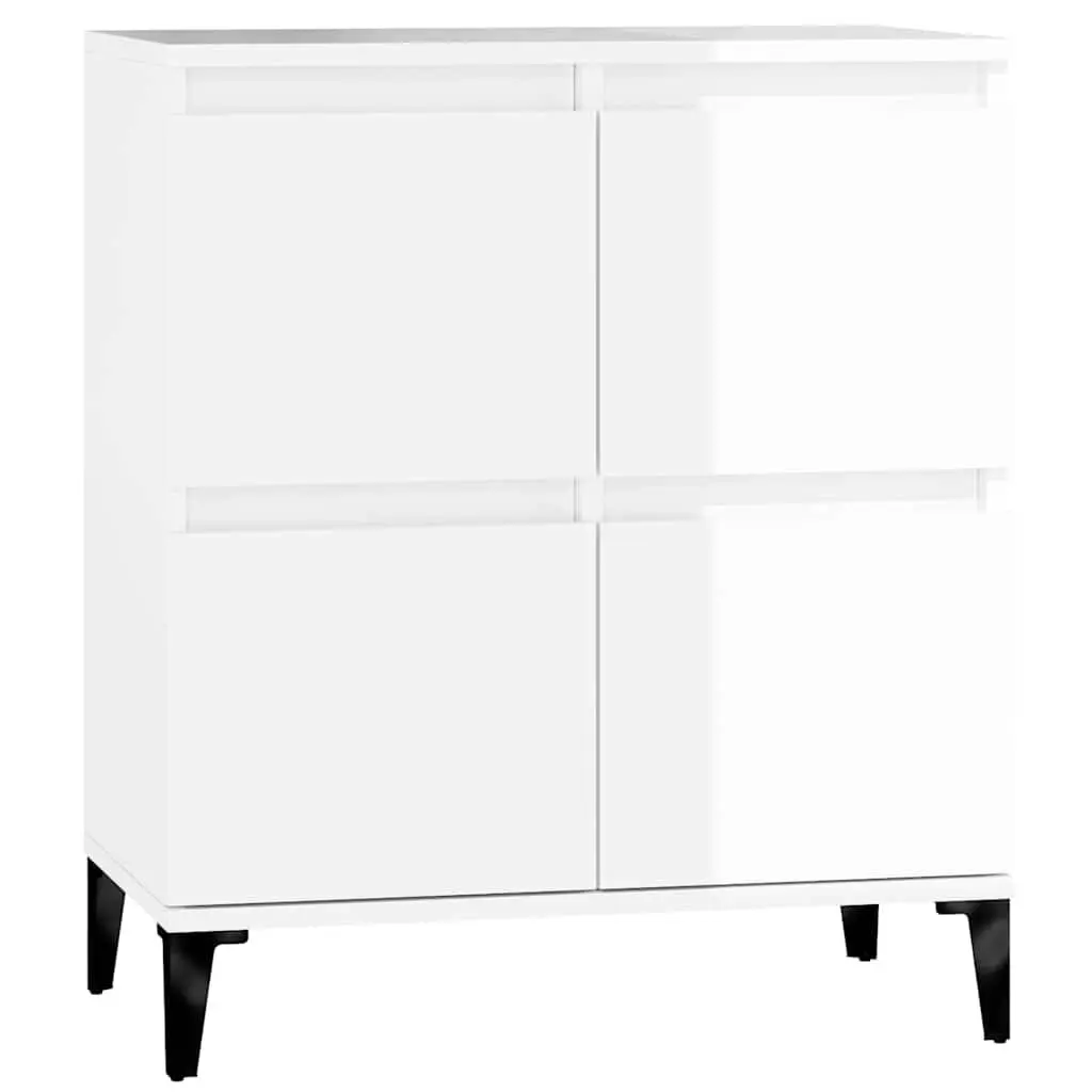Sideboard White High Gloss Engineered Wood Storage Cabinet 60W x 35D x 70H cm
