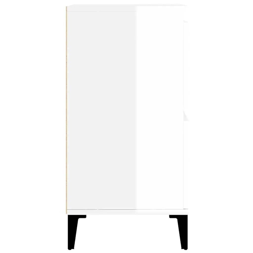 Sideboard White High Gloss Engineered Wood Storage Cabinet 60W x 35D x 70H cm