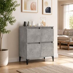 Grey Sideboard Storage Cabinet Engineered Wood Buffet Furniture Home Decor