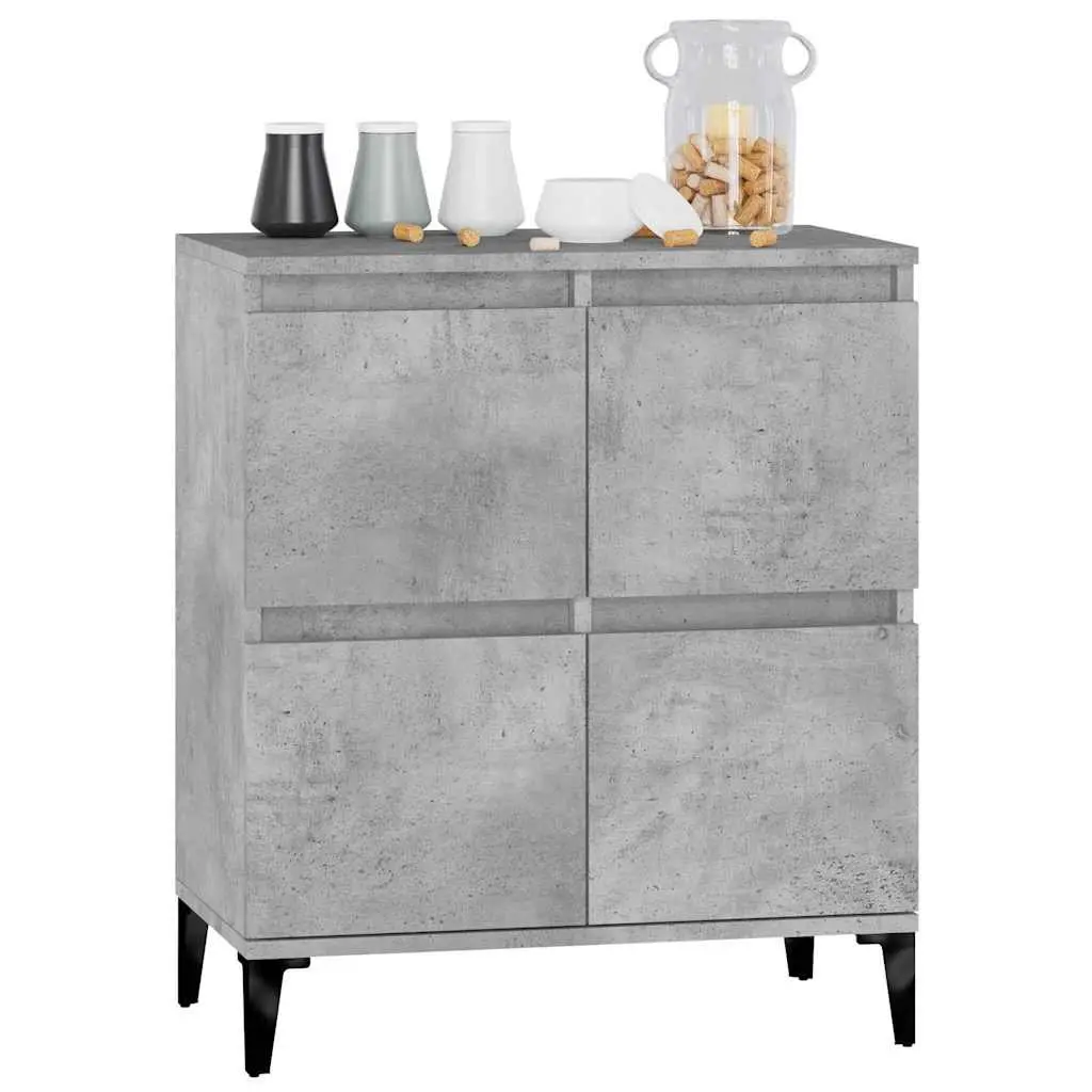 Sideboard Grey Engineered Wood Storage Cabinet Smooth Surface