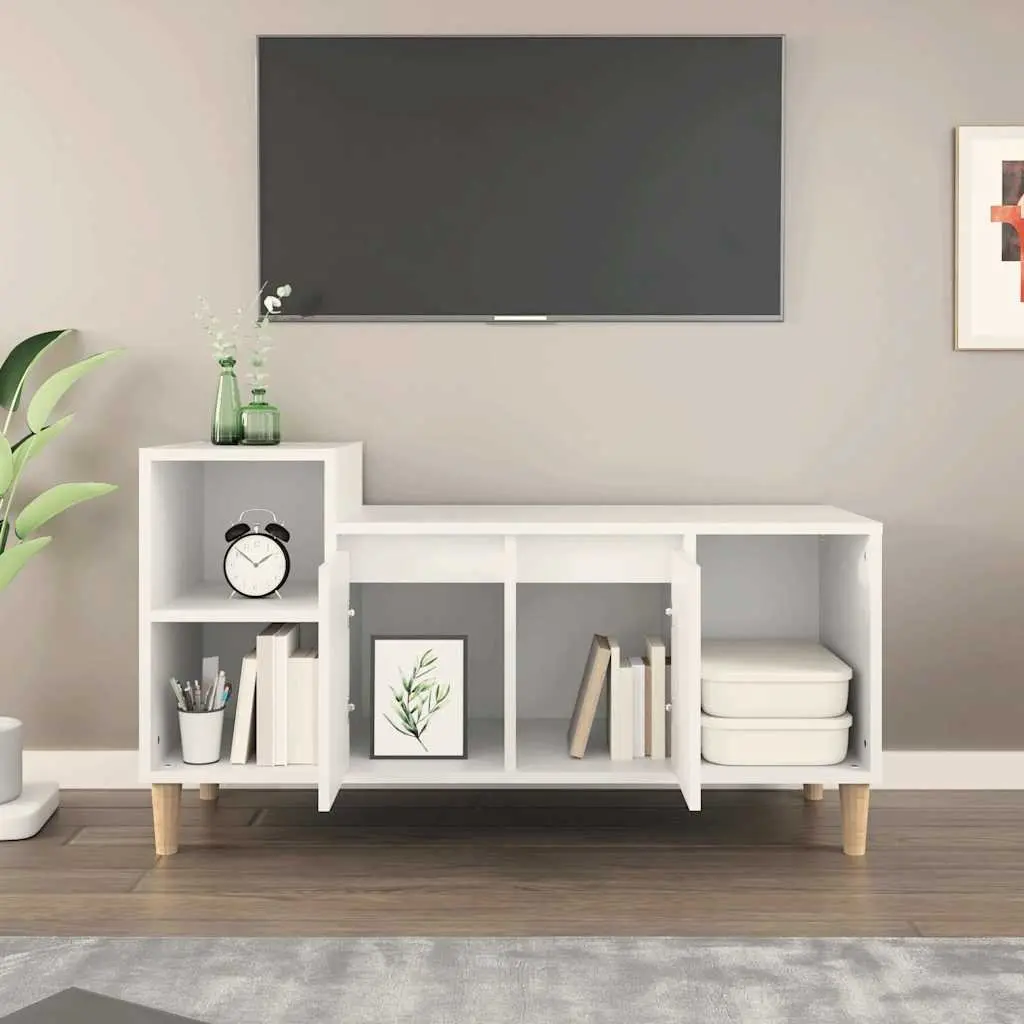 White Engineered Wood Media Cabinet