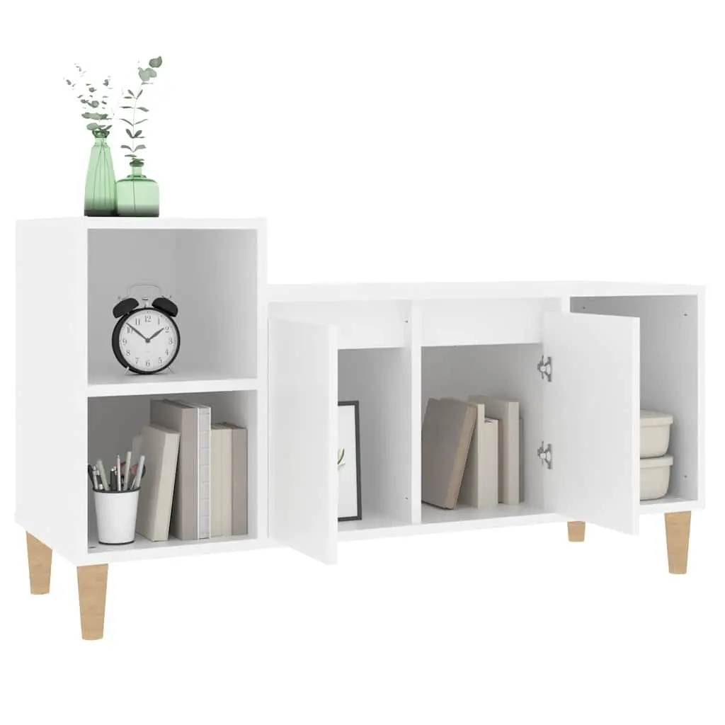 White Engineered Wood Media Cabinet