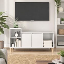 TV Cabinet Storage Unit High Gloss White Media Console Engineered Wood Furniture