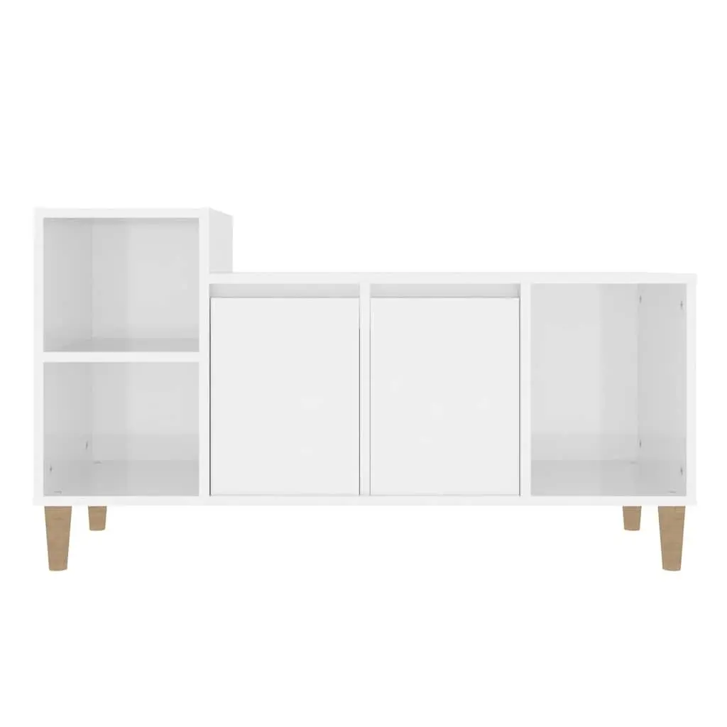 TV Cabinet Storage Unit High Gloss White Media Console Engineered Wood Furniture