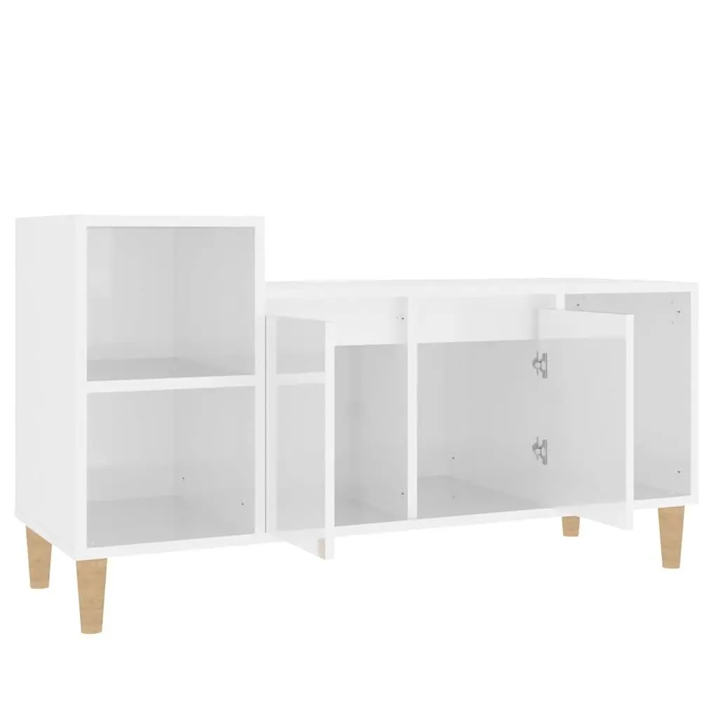 TV Cabinet Storage Unit High Gloss White Media Console Engineered Wood Furniture