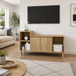 Compact Brown Engineered Wood TV Cabinet at 100cm