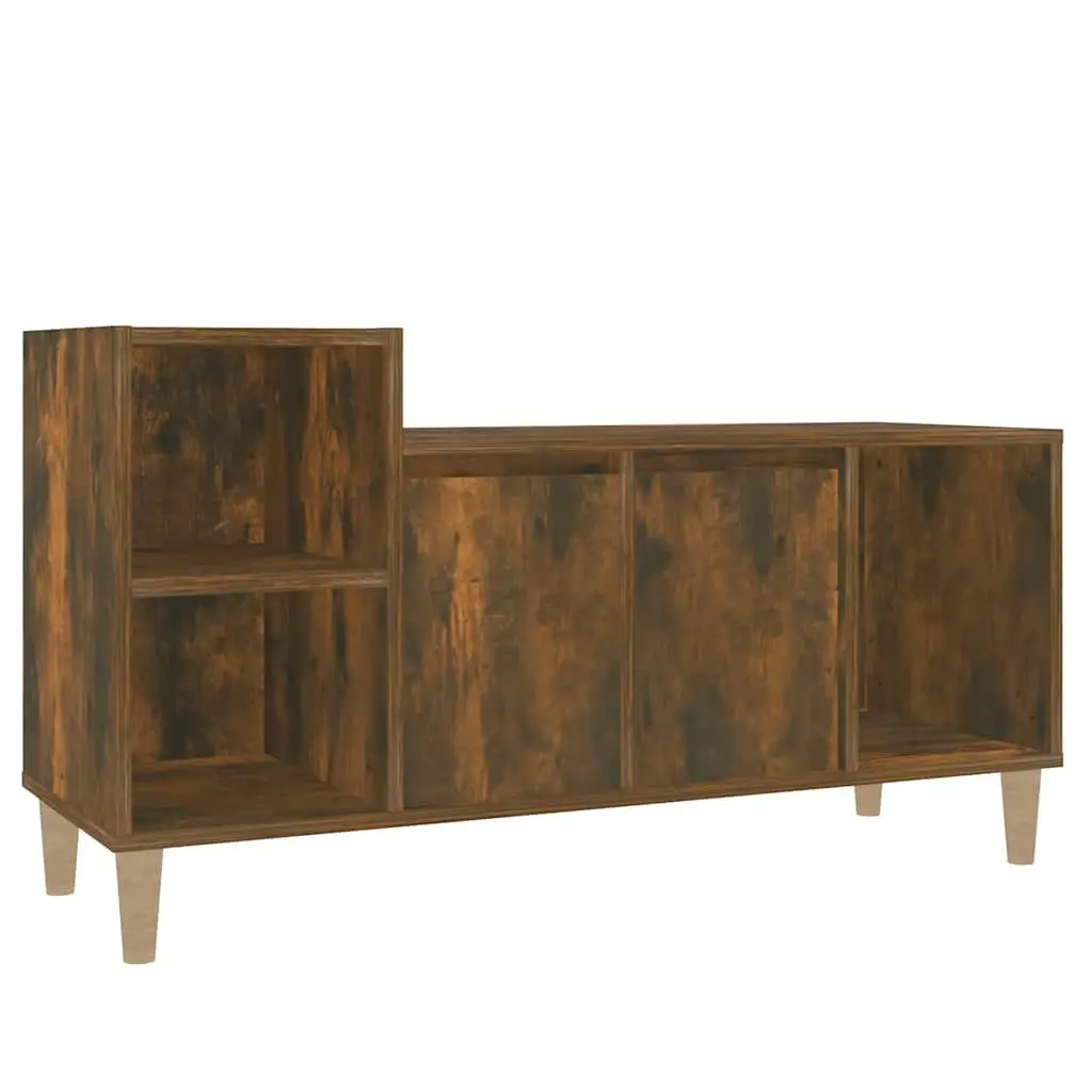TV Cabinet Smoked Oak Engineered Wood 100x35x55cm Ample Storage Media Console