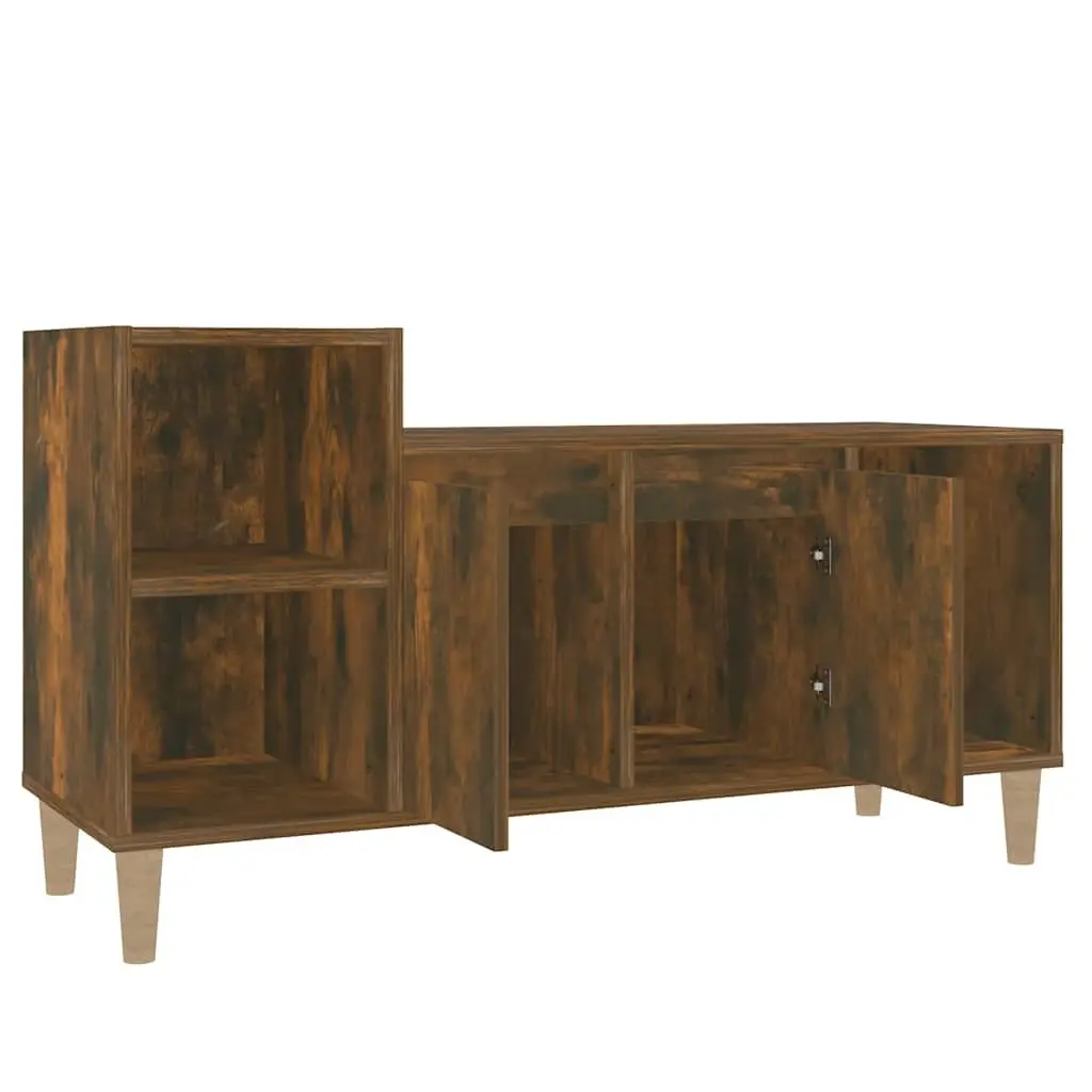 TV Cabinet Smoked Oak Engineered Wood 100x35x55cm Ample Storage Media Console