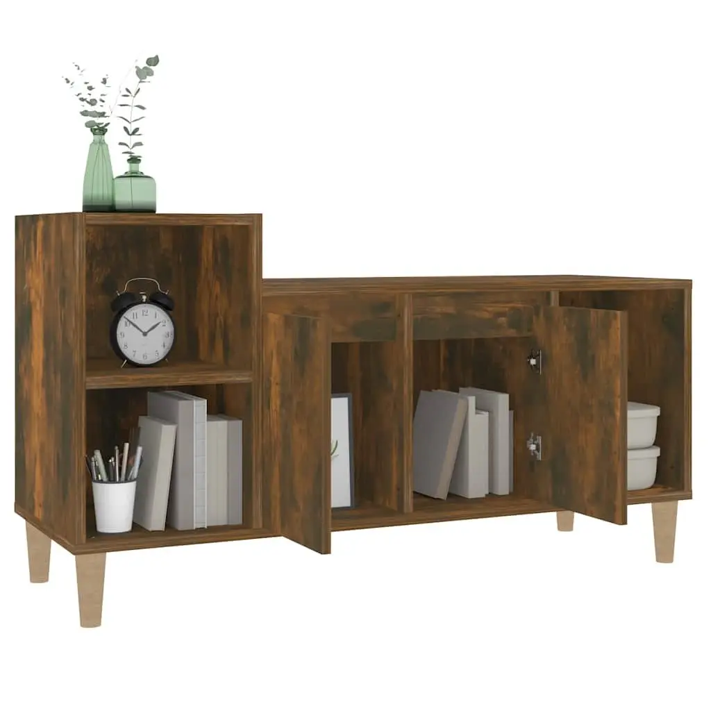 TV Cabinet Smoked Oak Engineered Wood 100x35x55cm Ample Storage Media Console