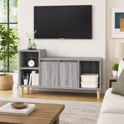 Compact Grey TV Cabinet with Essential Features