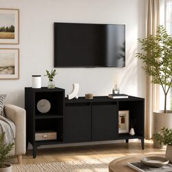 Black TV Cabinet 100x35x55cm with Storage Solutions