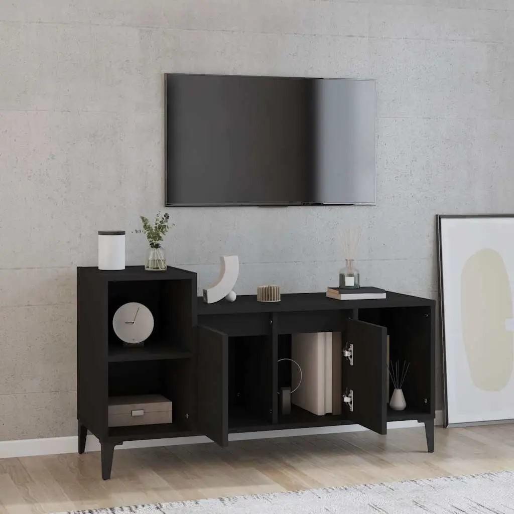 TV Cabinet Black 100x35x55cm Engineered Wood Media Storage Unit Doors