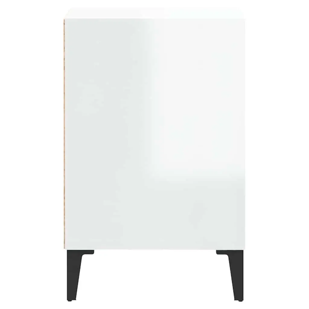 TV Cabinet White High Gloss Engineered Wood Media Storage Unit